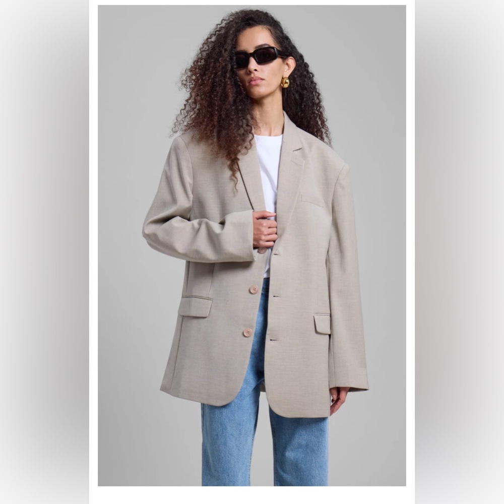 NWT The Frankie Shop Gelso Oversized Blazer Taupe Melange XS sand color new - Picture 6 of 15